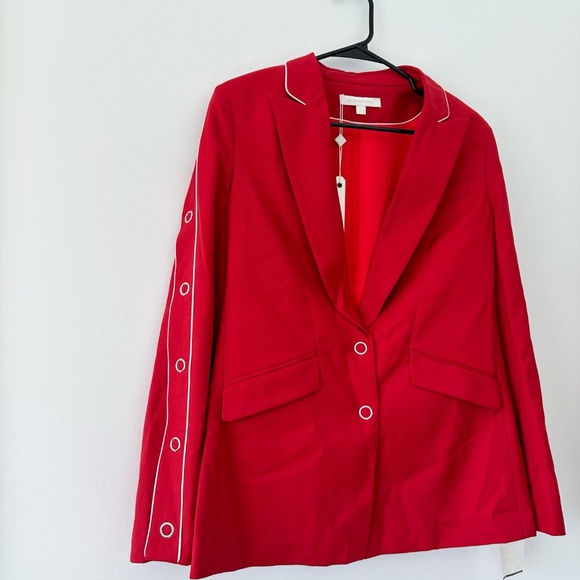 NWT Jonathan Simkhai Snap-detailed Red Wool Blazer - Picture 10 of 13